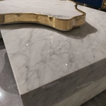Art-Inspired Marble Coffee Table with Gold Accent Detail